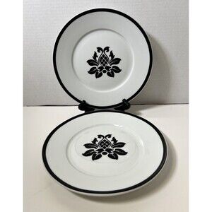 The Cellar Black Fleur Di Lis Salad Dessert Luncheon Plate 8.5” Discontinued